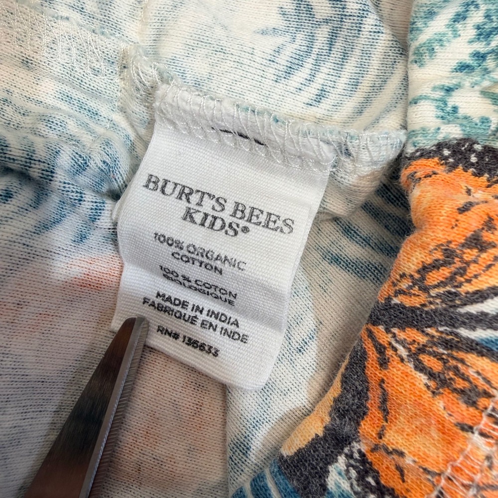 Burts Bees Baby Pajamas 2T Organic Cotton Butterfly Fern 2pc Set Teal Orange - Picture 11 of 11